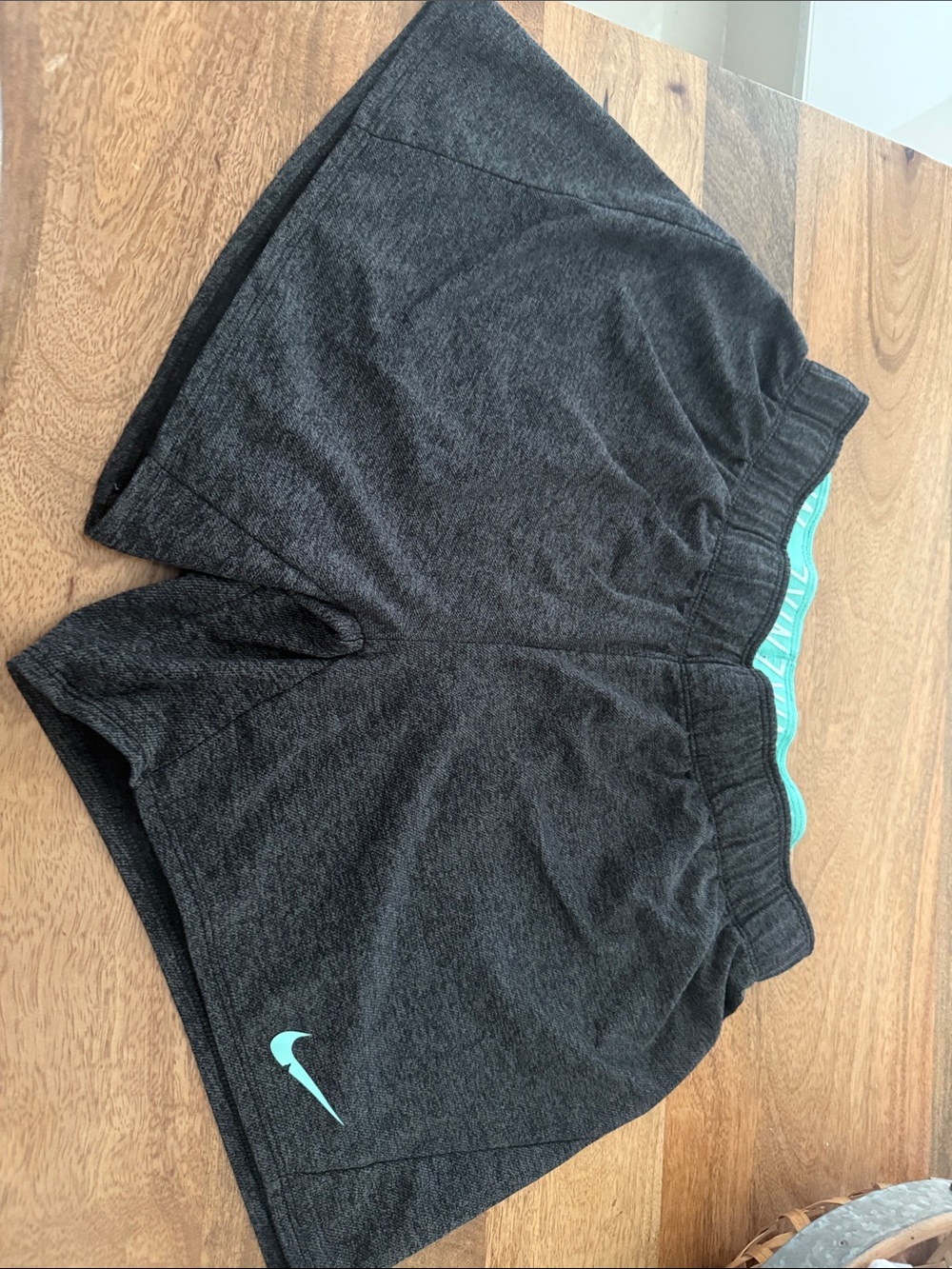 Nike Women's Charcoal Athletic Shorts with Teal Trim